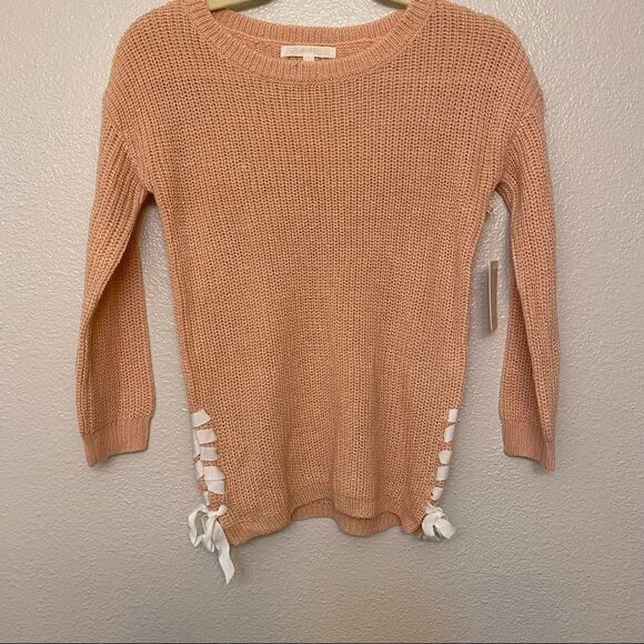 Girls blush pink peach crew neck Sweater size M 10/12 - Picture 2 of 10